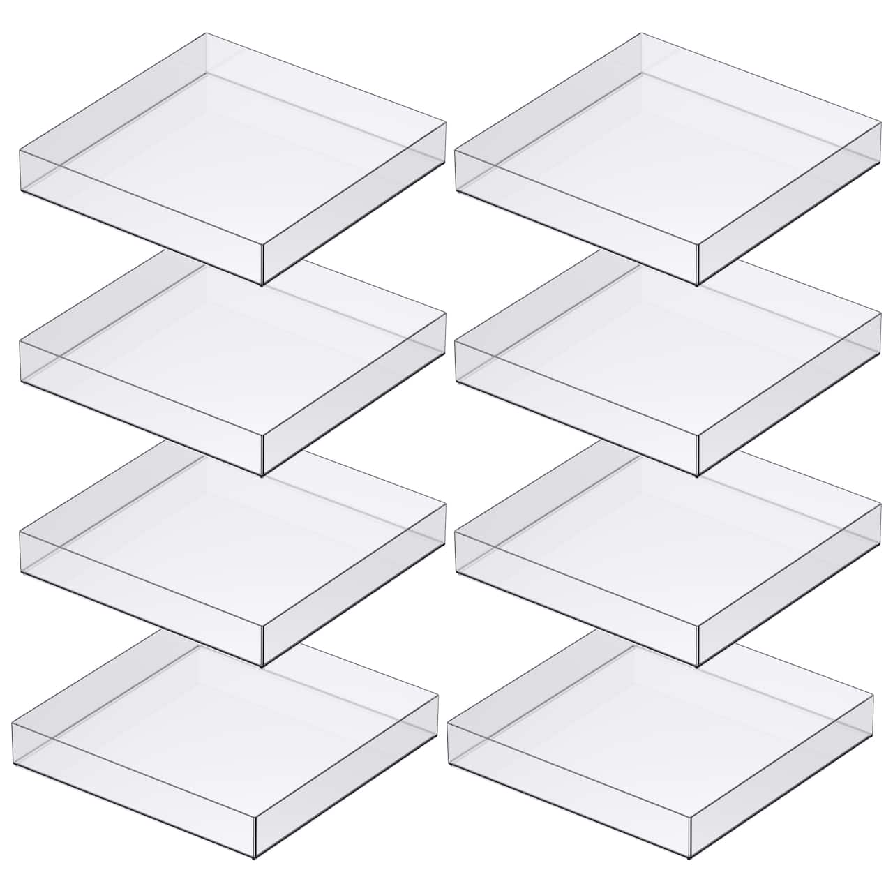 8 Pack: 12" x 12" Clear Stackable Storage Tray by Simply Tidy™
